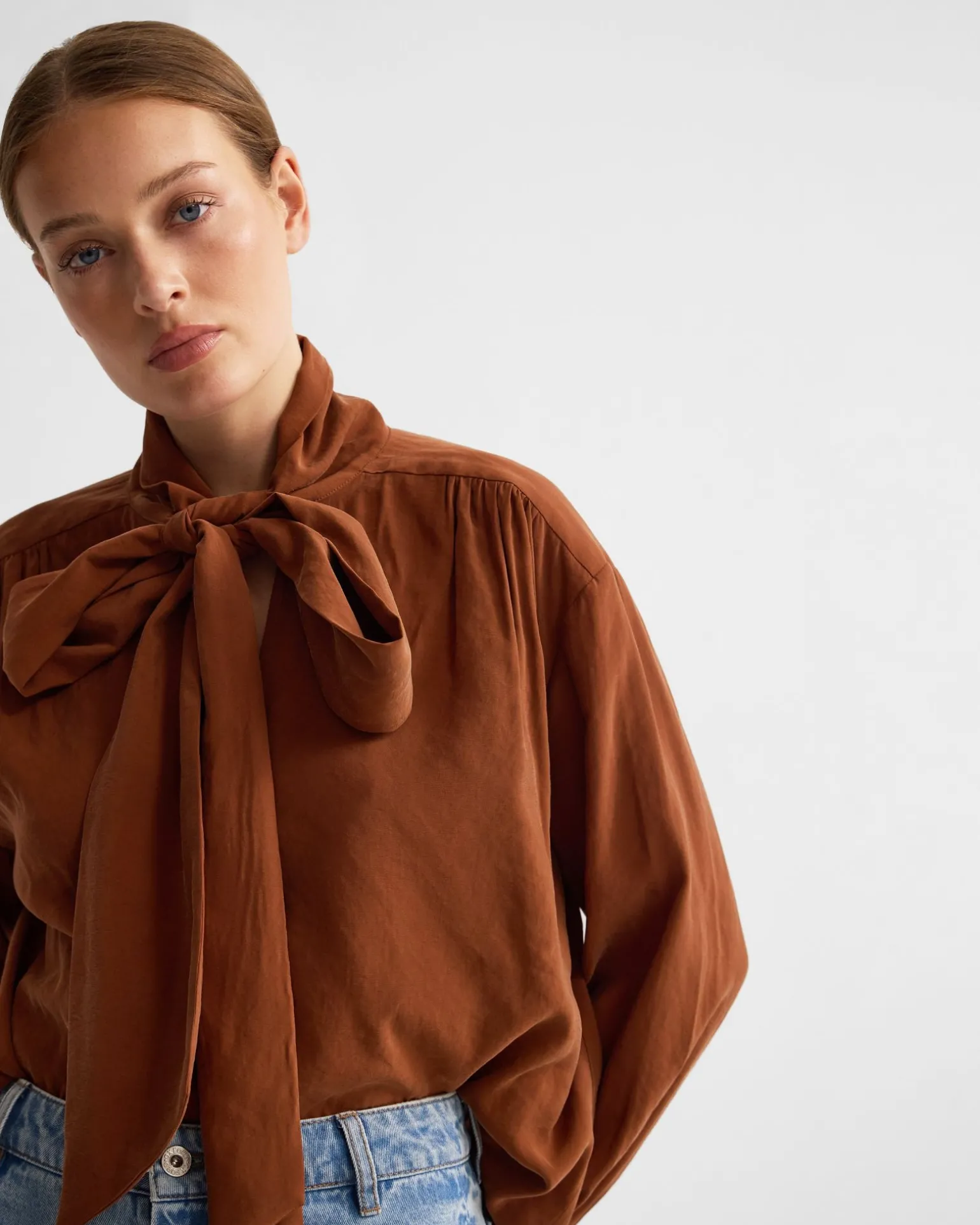 Jenna Rayon Blend Scarf Neck Top