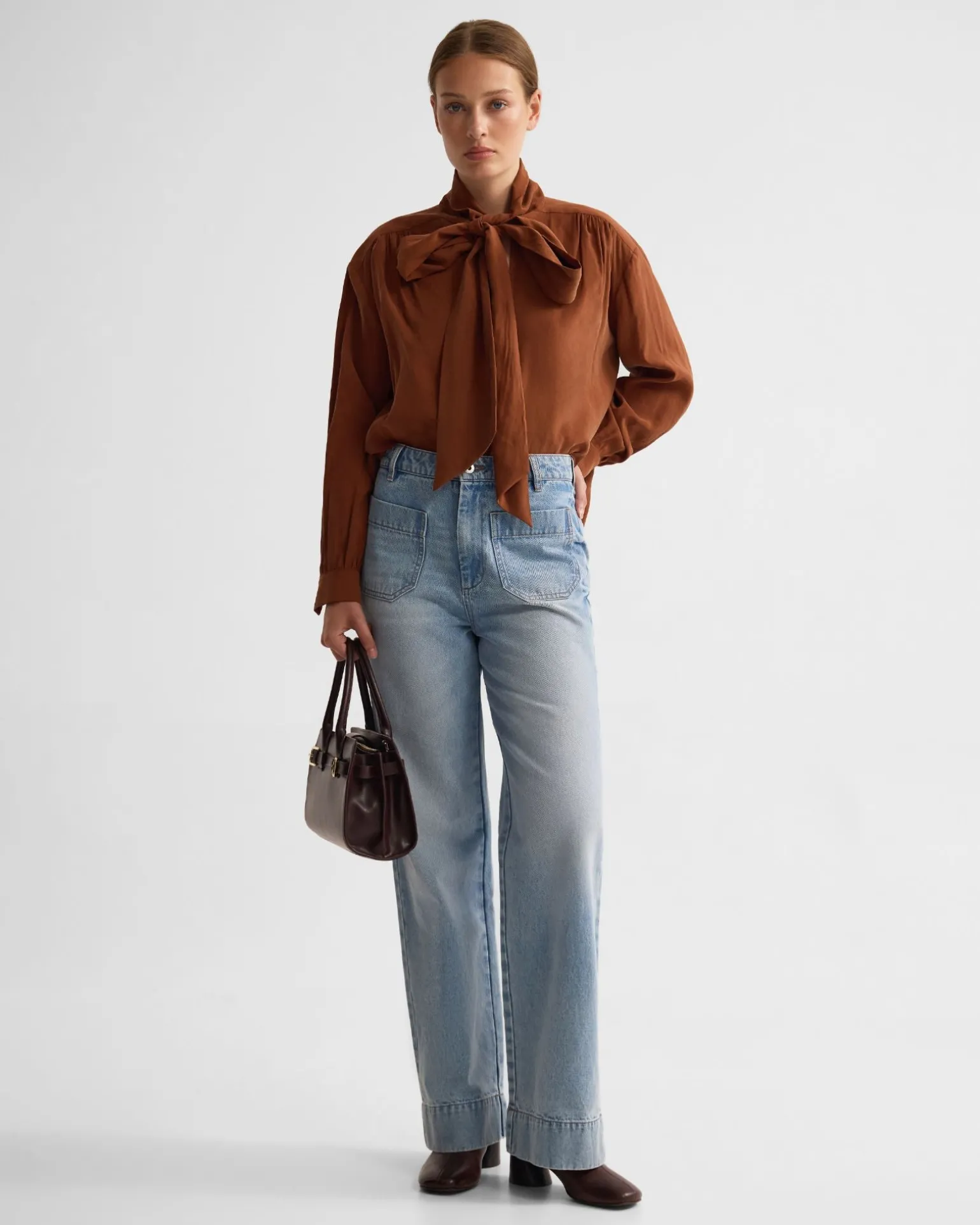 Jenna Rayon Blend Scarf Neck Top