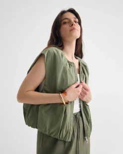 Katie Sleevless Bomber Jacket