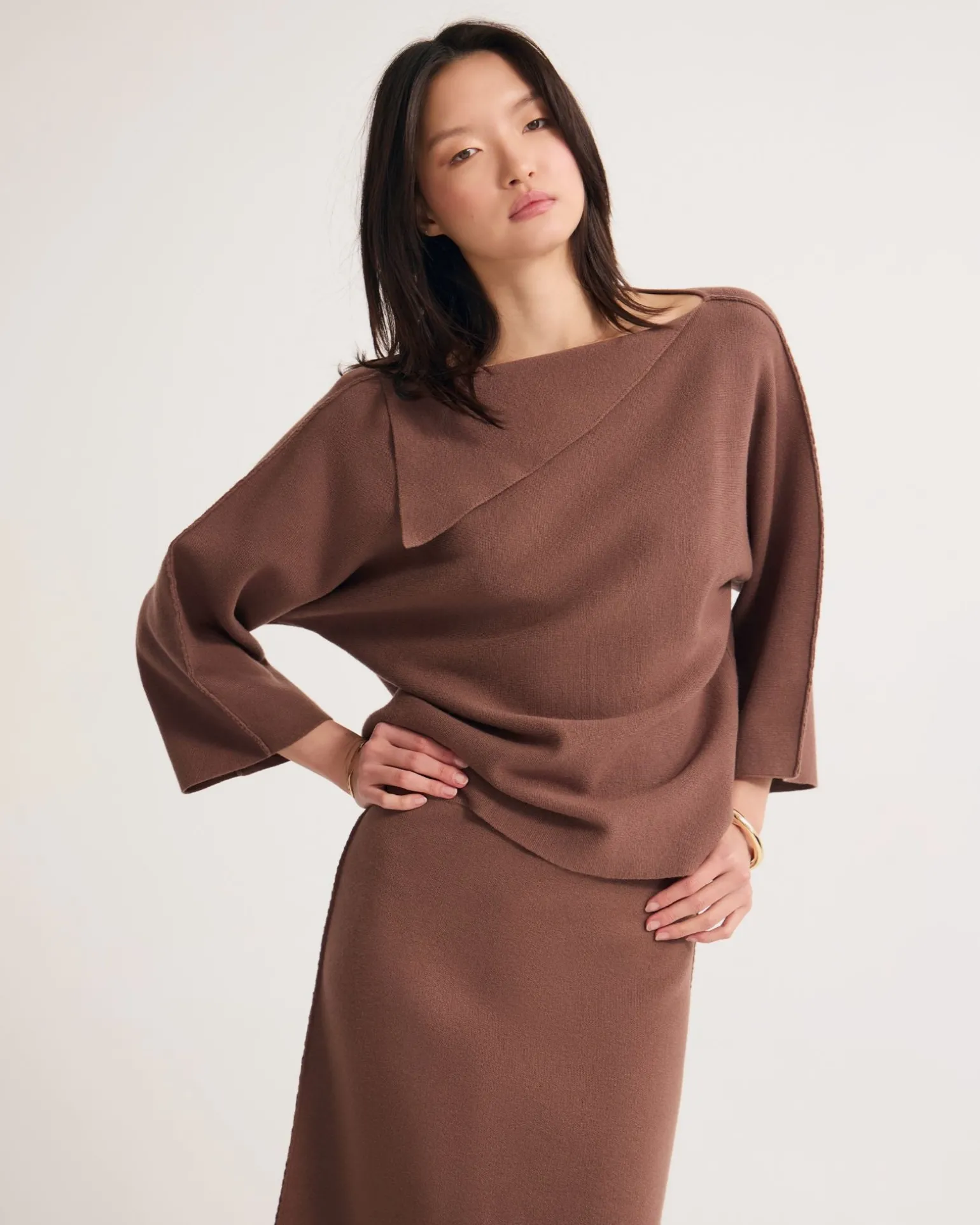 Laura Knitted Folded Collar Top