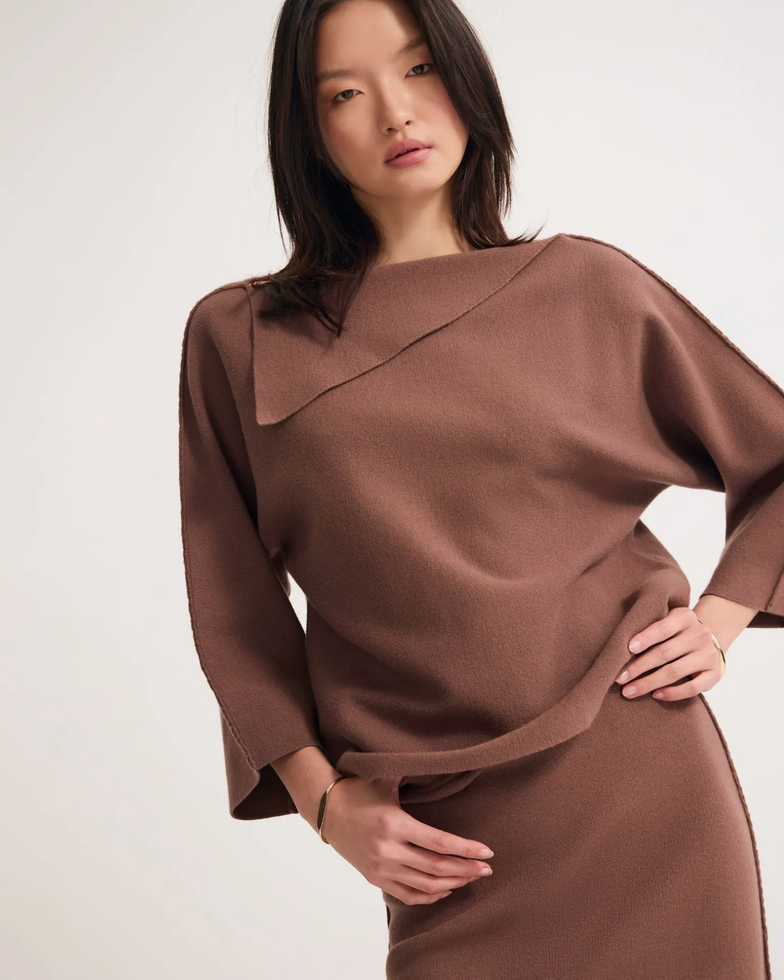 Laura Knitted Folded Collar Top