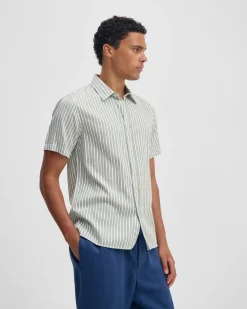 Leyton Short Sleeve Stripe Linen Shirt