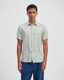 Leyton Short Sleeve Stripe Linen Shirt