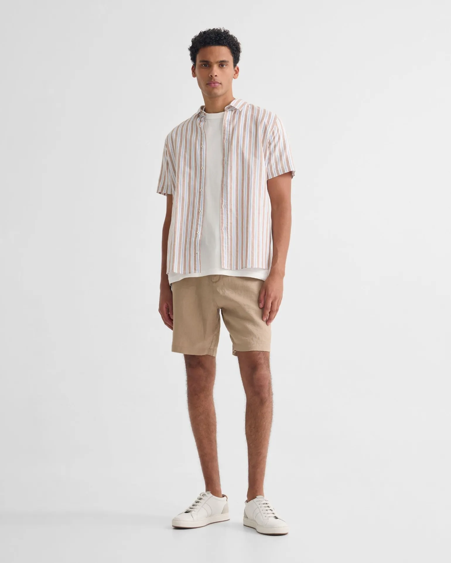 Leyton Short Sleeve Stripe Linen Shirt