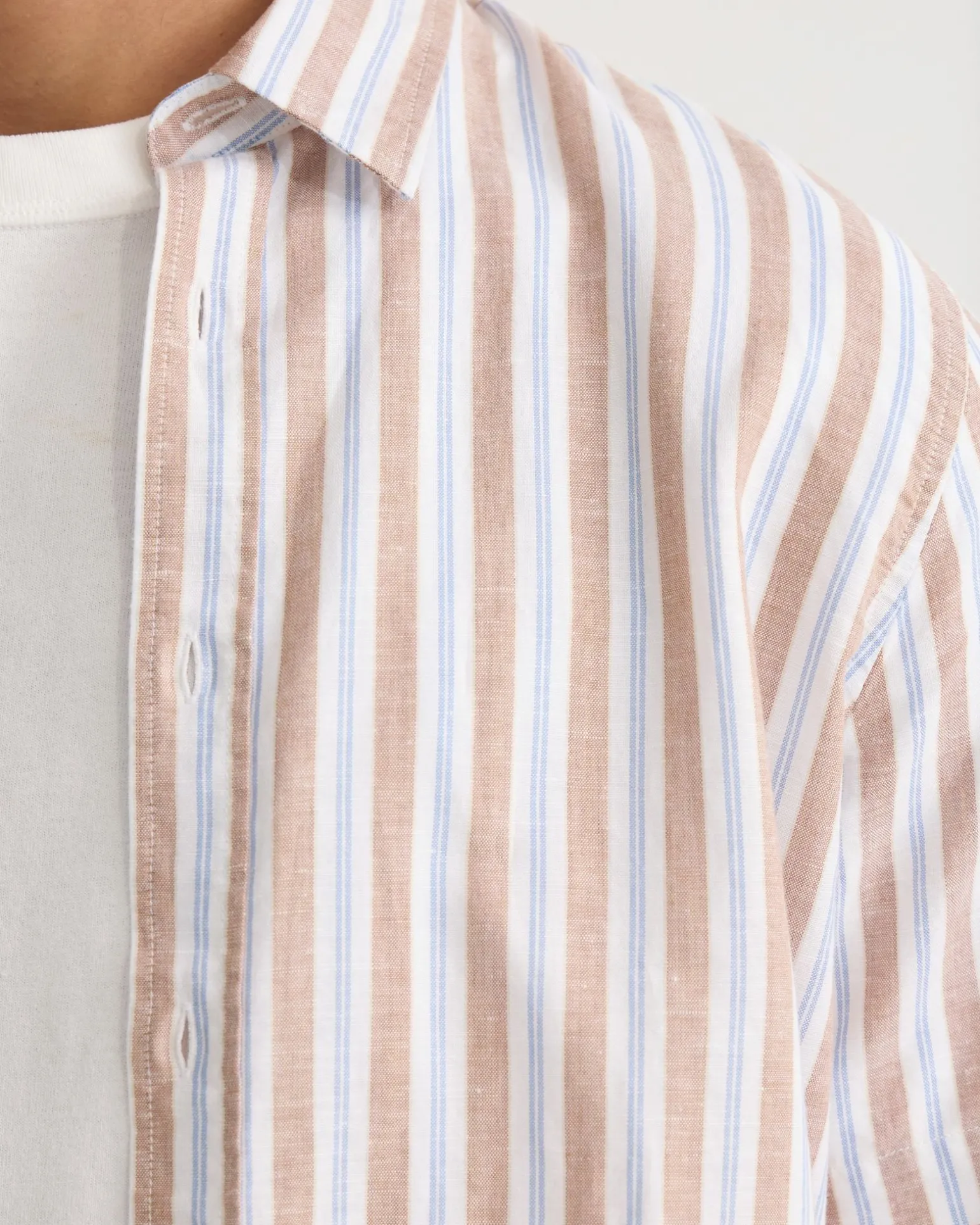 Leyton Short Sleeve Stripe Linen Shirt