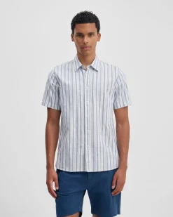 Leyton Short Sleeve Stripe Linen Shirt