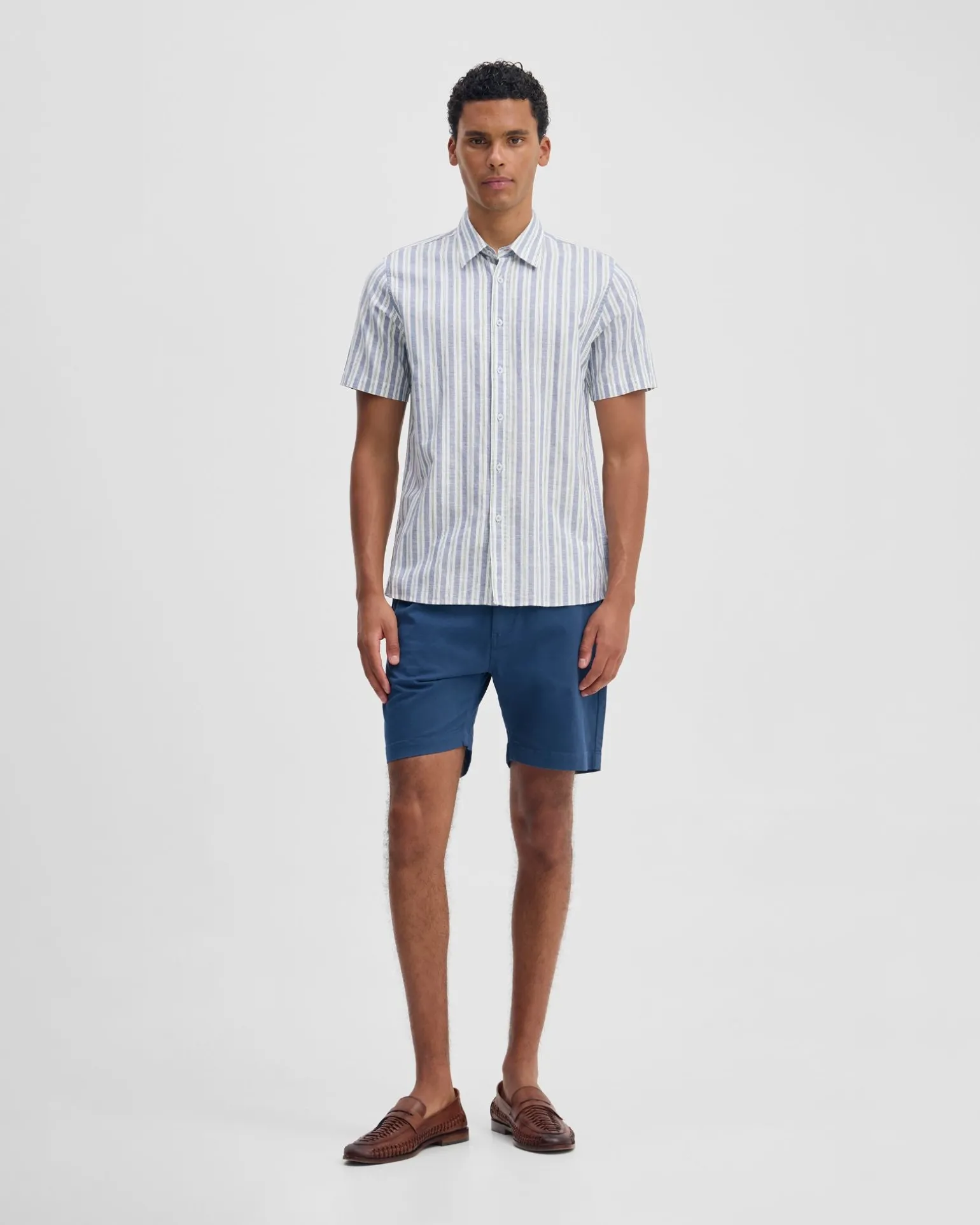 Leyton Short Sleeve Stripe Linen Shirt