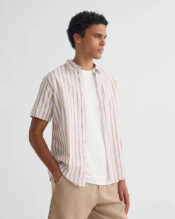 Leyton Short Sleeve Stripe Linen Shirt