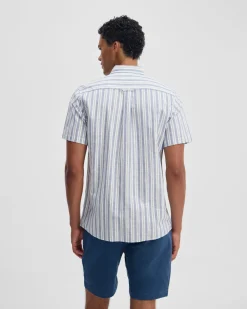 Leyton Short Sleeve Stripe Linen Shirt