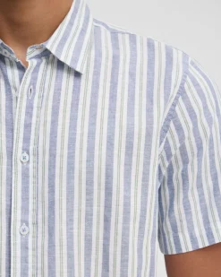 Leyton Short Sleeve Stripe Linen Shirt