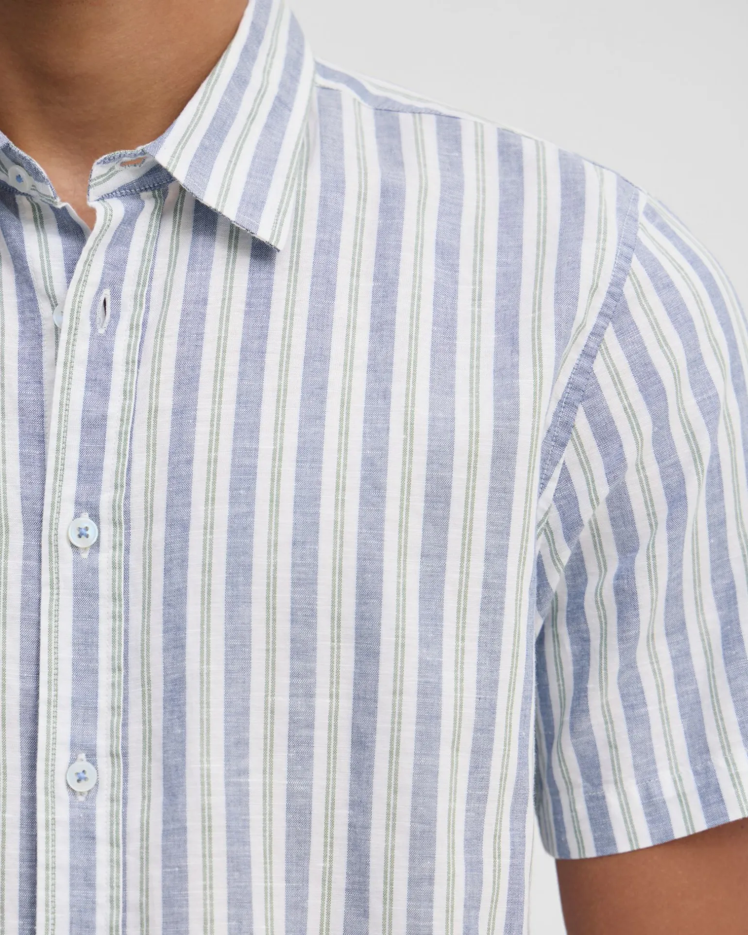 Leyton Short Sleeve Stripe Linen Shirt