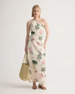 Maja One Shoulder Linen Dress