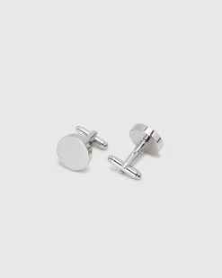 Mens Round Disc Cuff Link