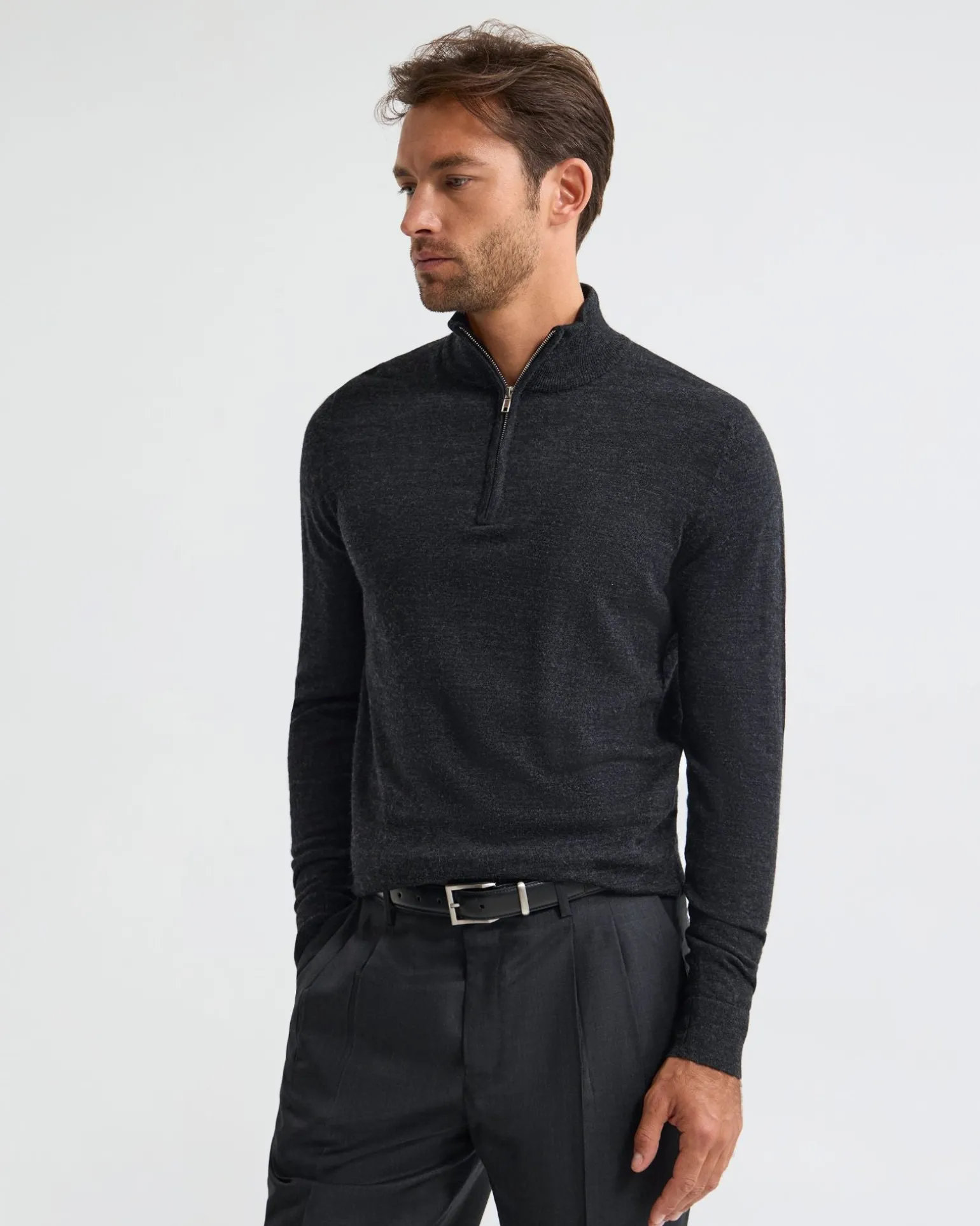 Merino Zip-Neck Wool Pullover