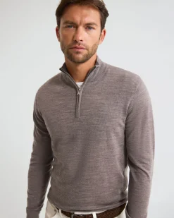Merino Zip-Neck Wool Pullover