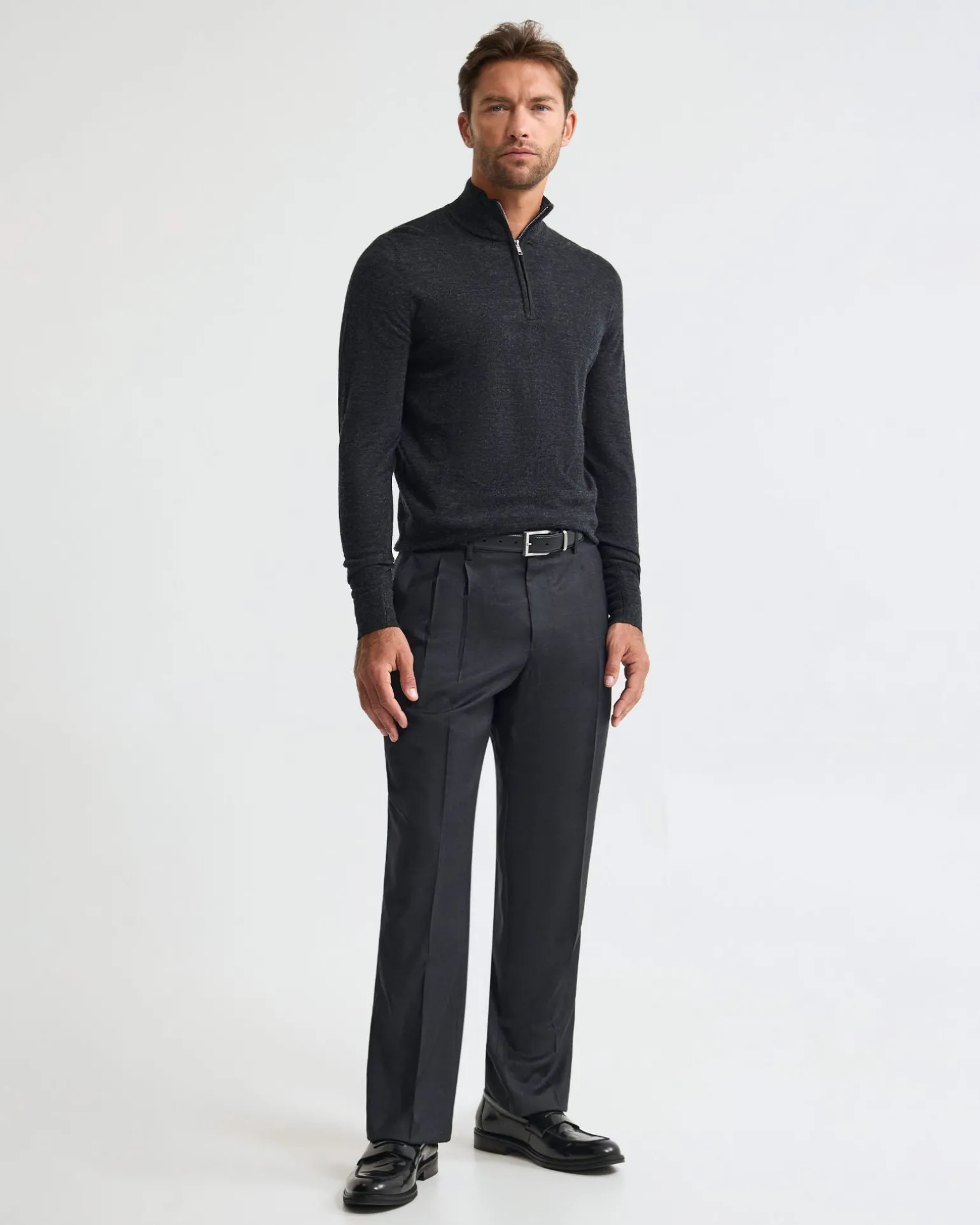 Merino Zip-Neck Wool Pullover