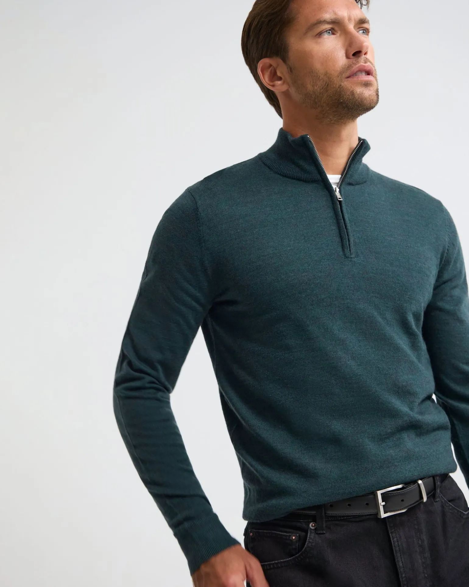 Merino Zip-Neck Wool Pullover