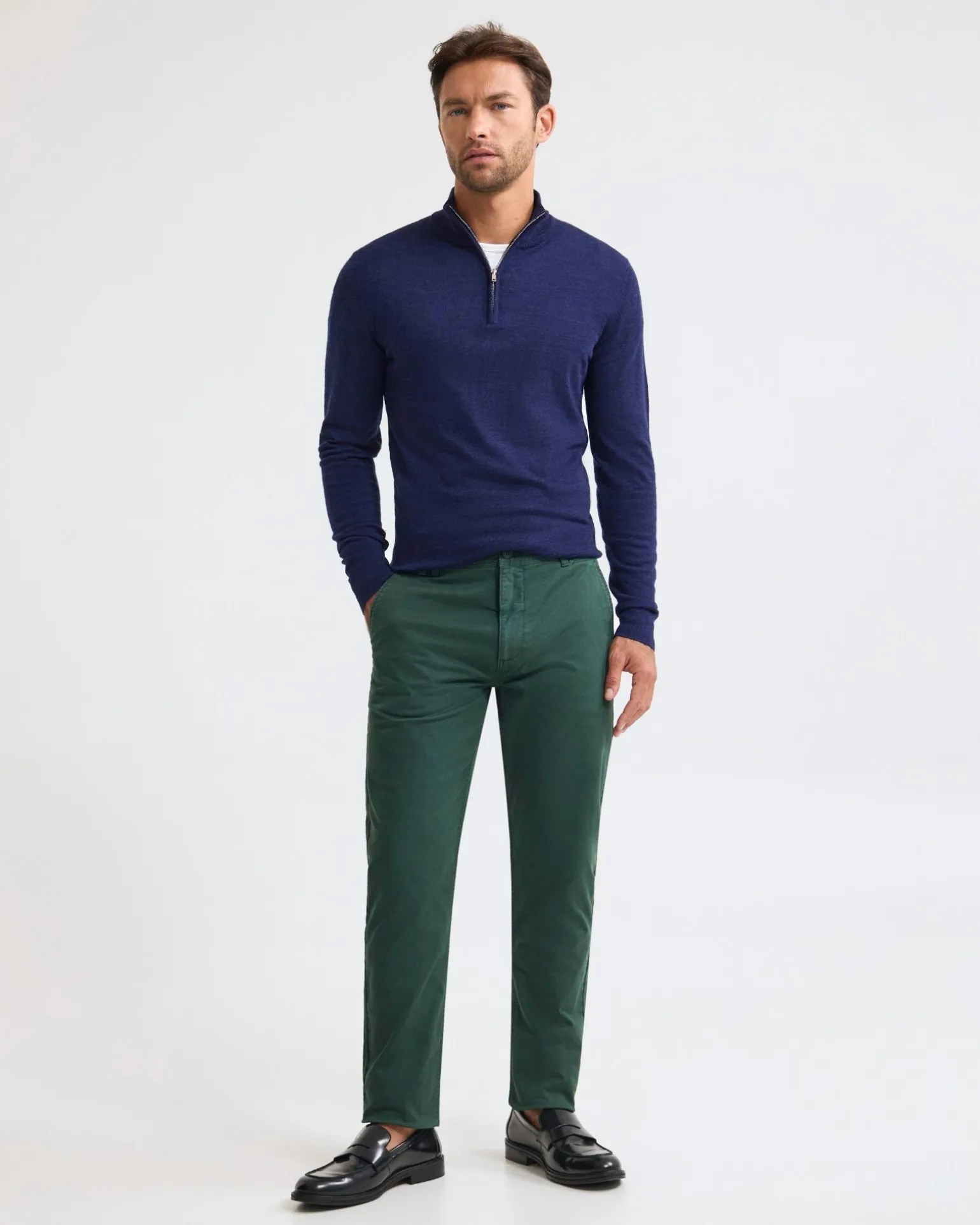 Merino Zip-Neck Wool Pullover