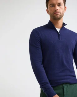 Merino Zip-Neck Wool Pullover