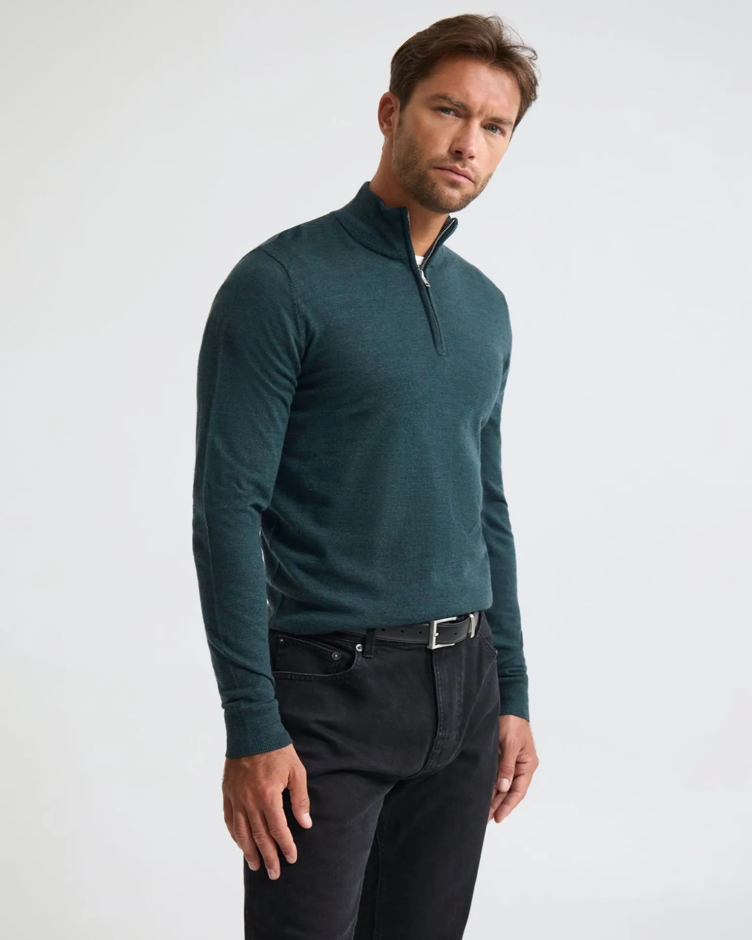 Merino Zip-Neck Wool Pullover