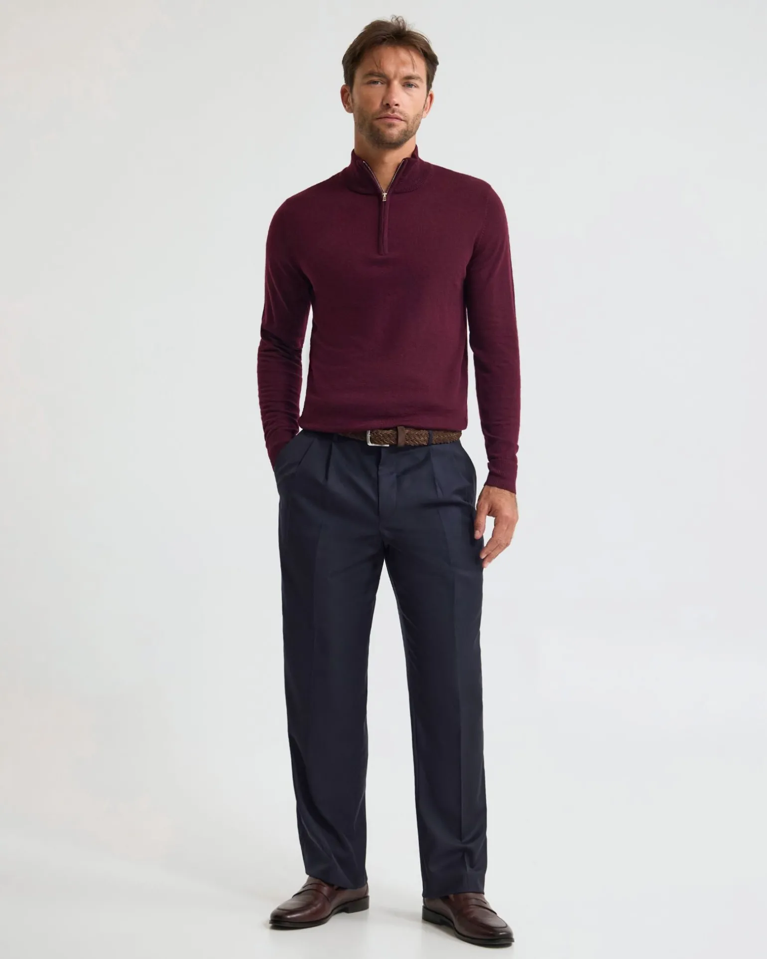 Merino Zip-Neck Wool Pullover