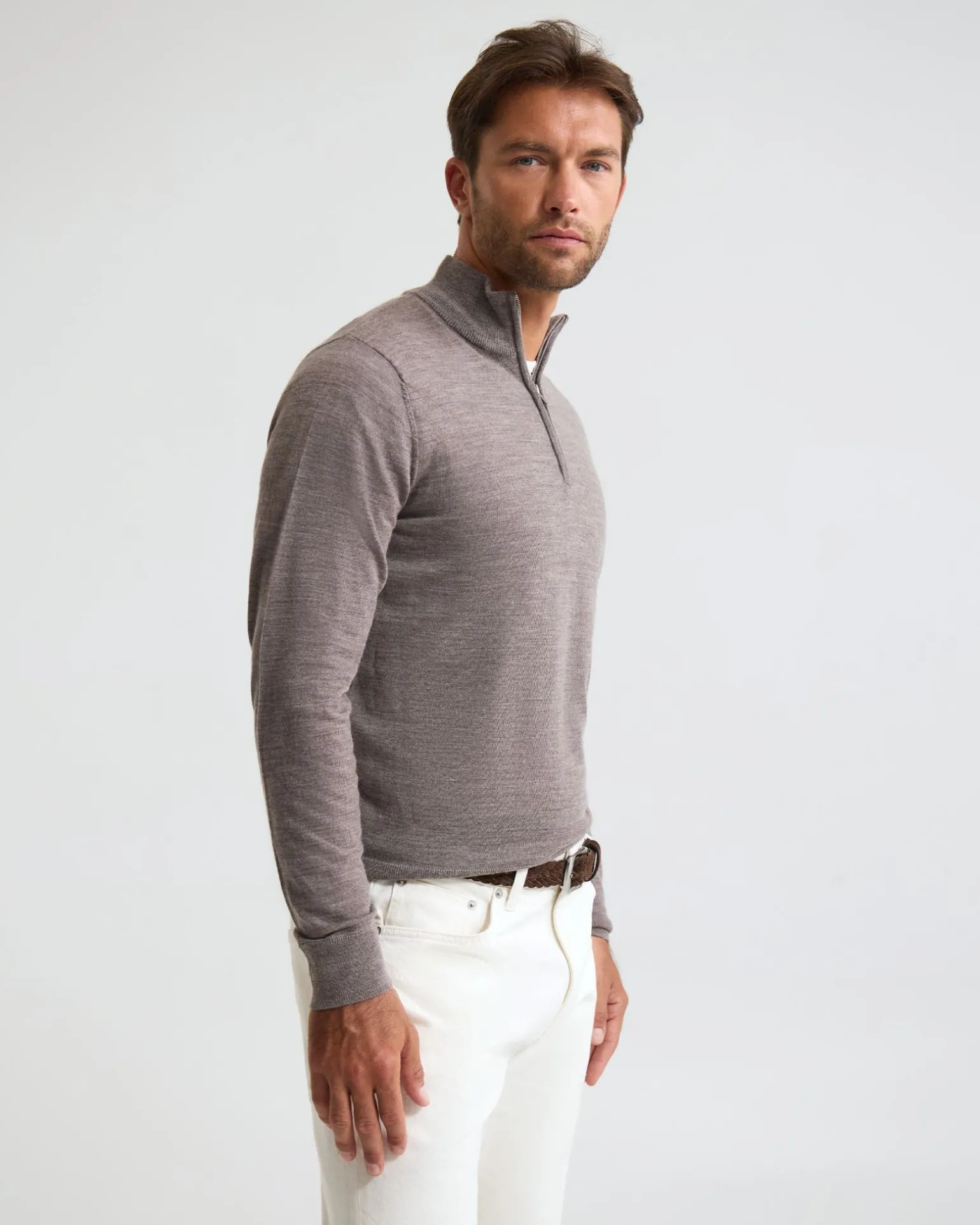 Merino Zip-Neck Wool Pullover