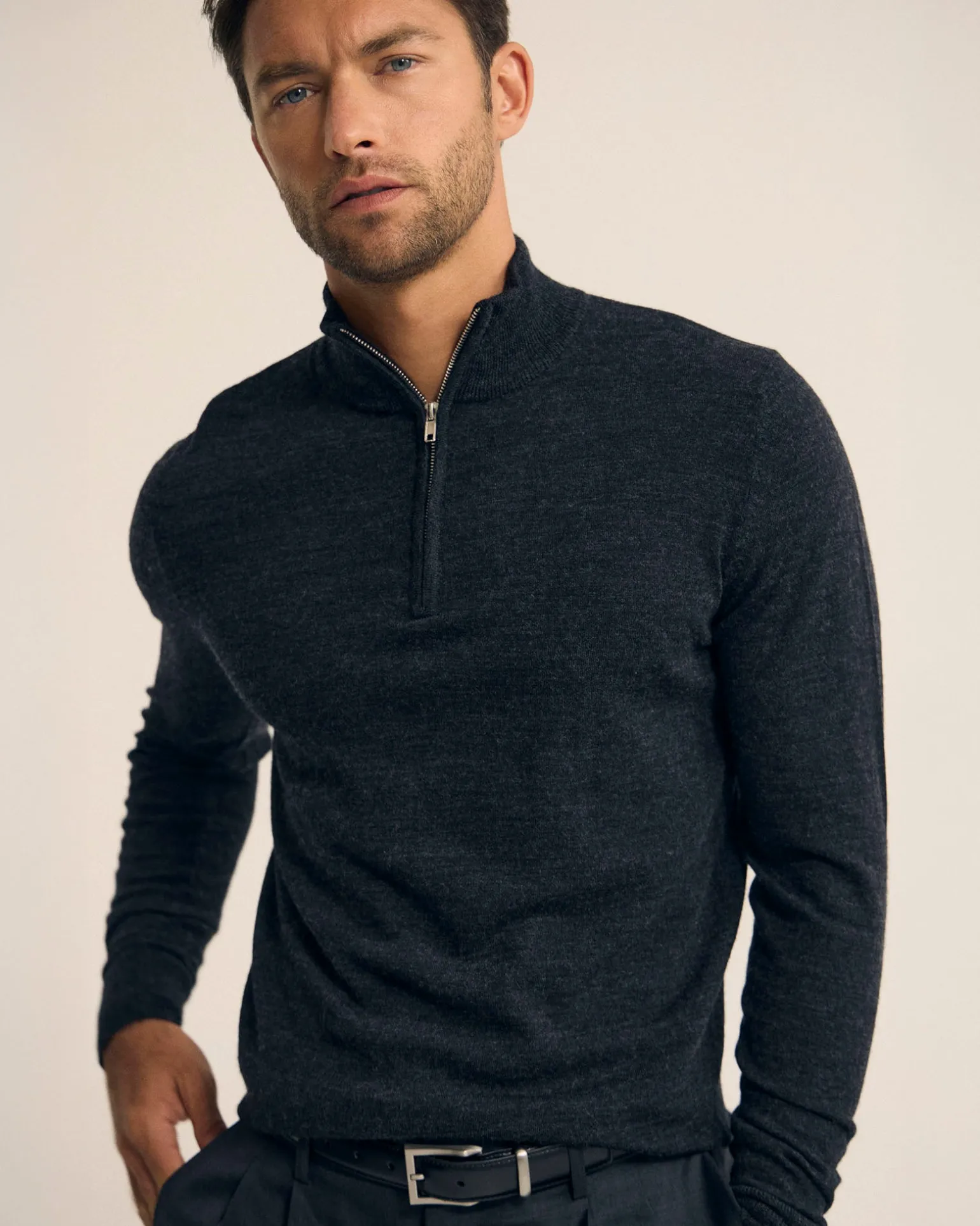 Merino Zip-Neck Wool Pullover