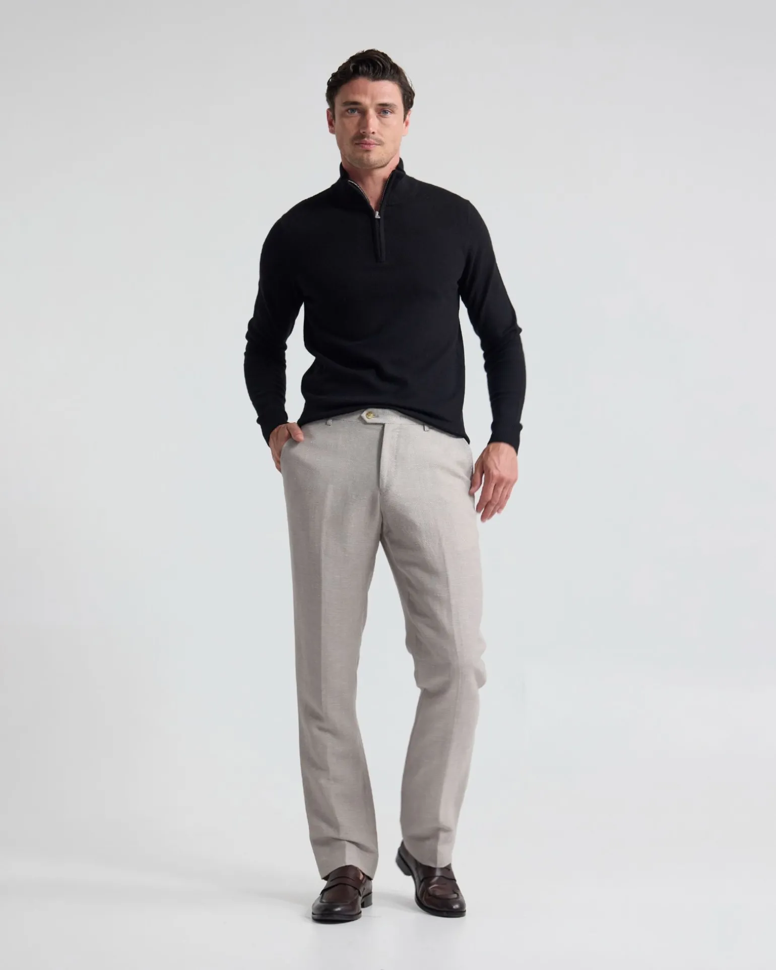 Merino Zip-Neck Wool Pullover