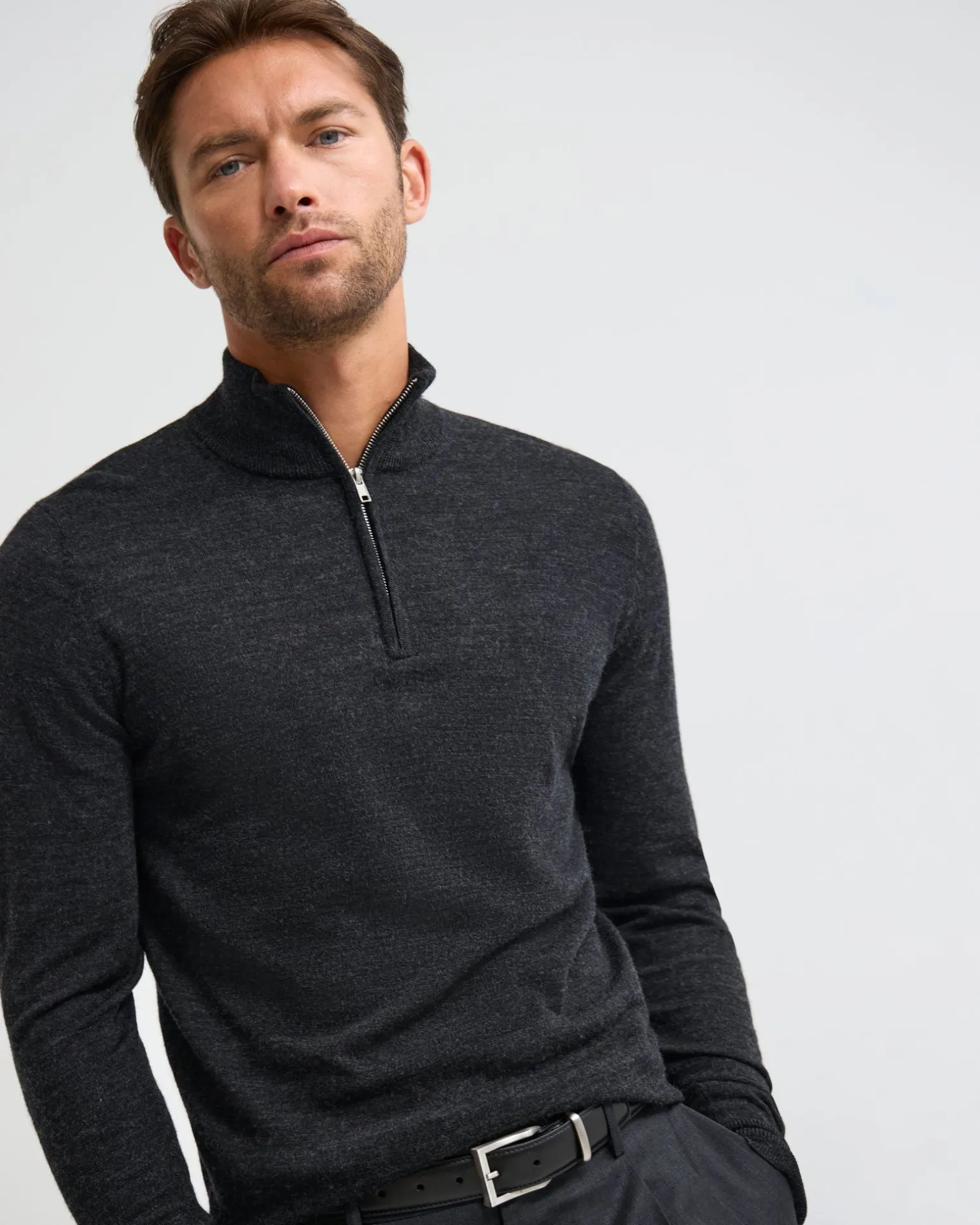 Merino Zip-Neck Wool Pullover