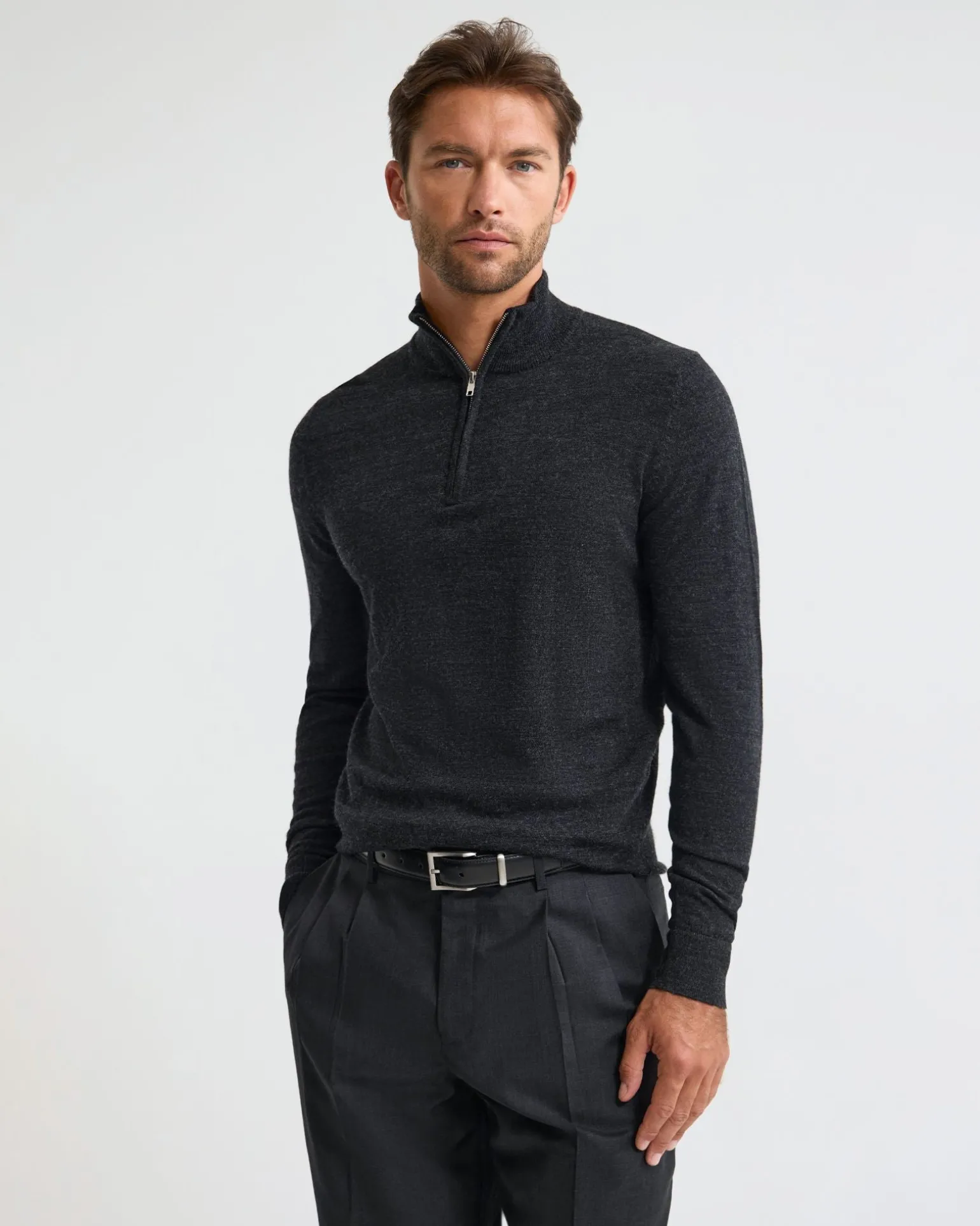 Merino Zip-Neck Wool Pullover