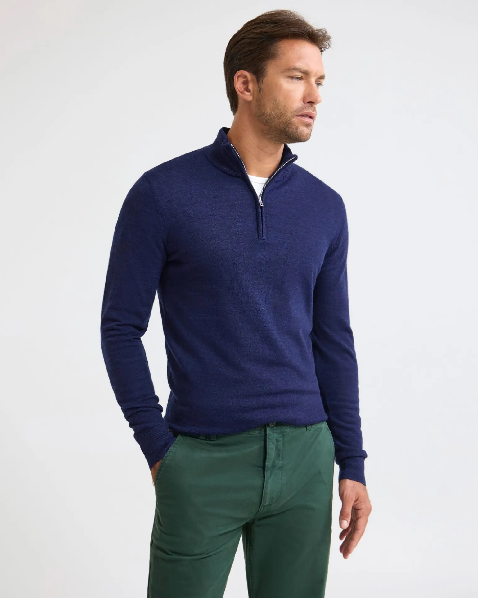Merino Zip-Neck Wool Pullover