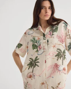Milos Printed Linen Mini Dress