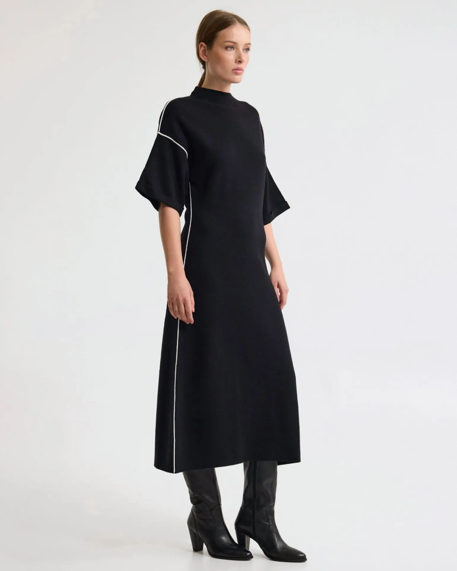 Natalya Knit Contrast Piping Dress