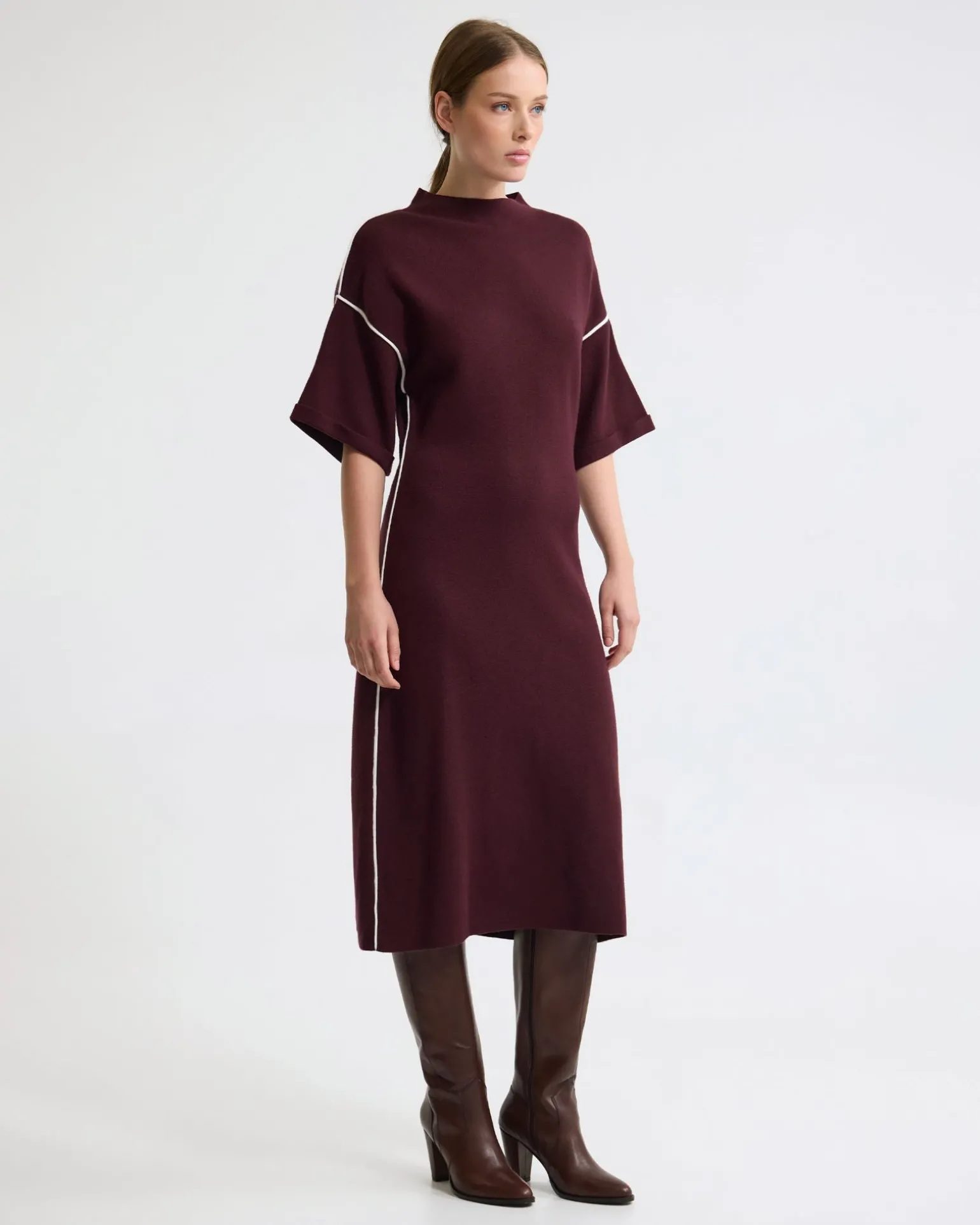 Natalya Knit Contrast Piping Dress