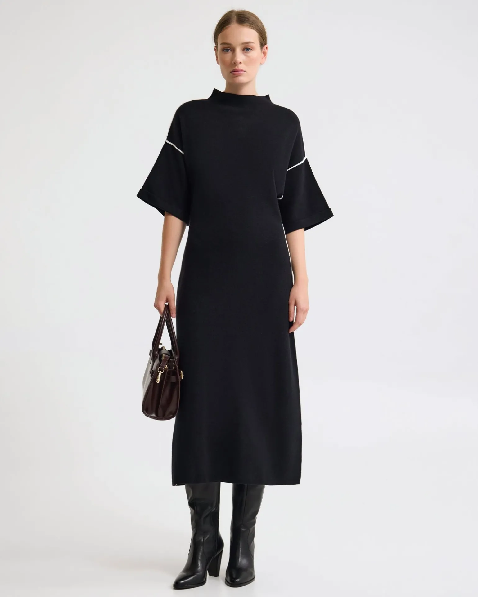 Natalya Knit Contrast Piping Dress