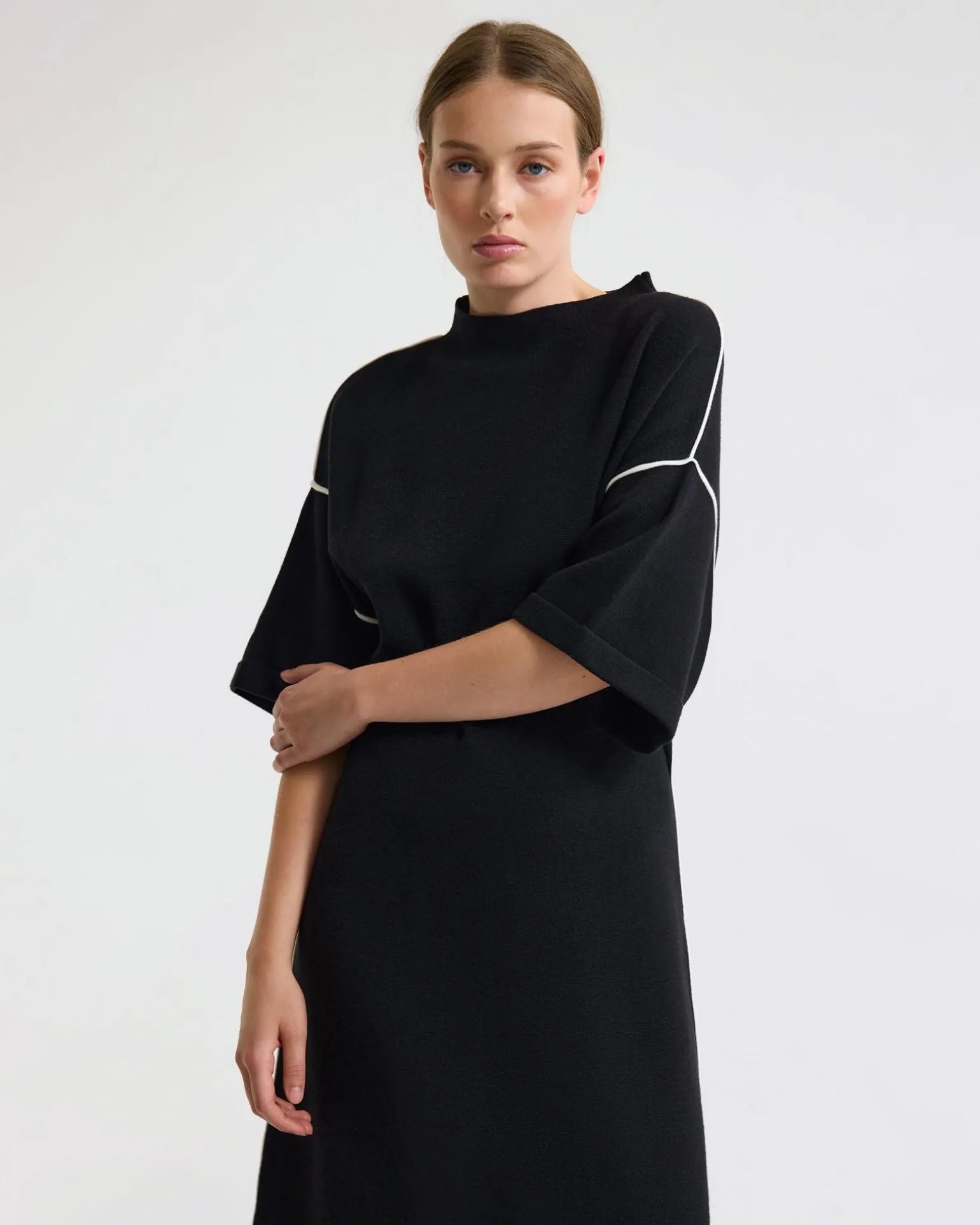 Natalya Knit Contrast Piping Dress