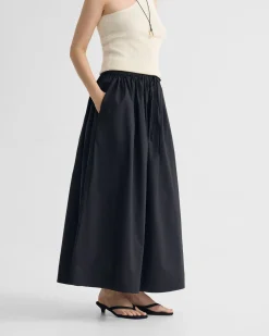 Olive Cotton Maxi Skirt