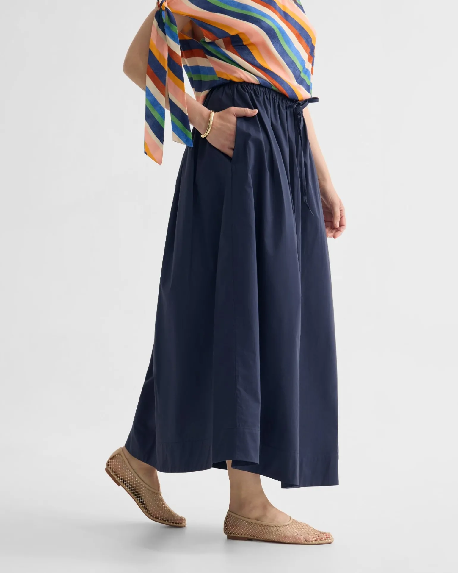 Olive Cotton Maxi Skirt