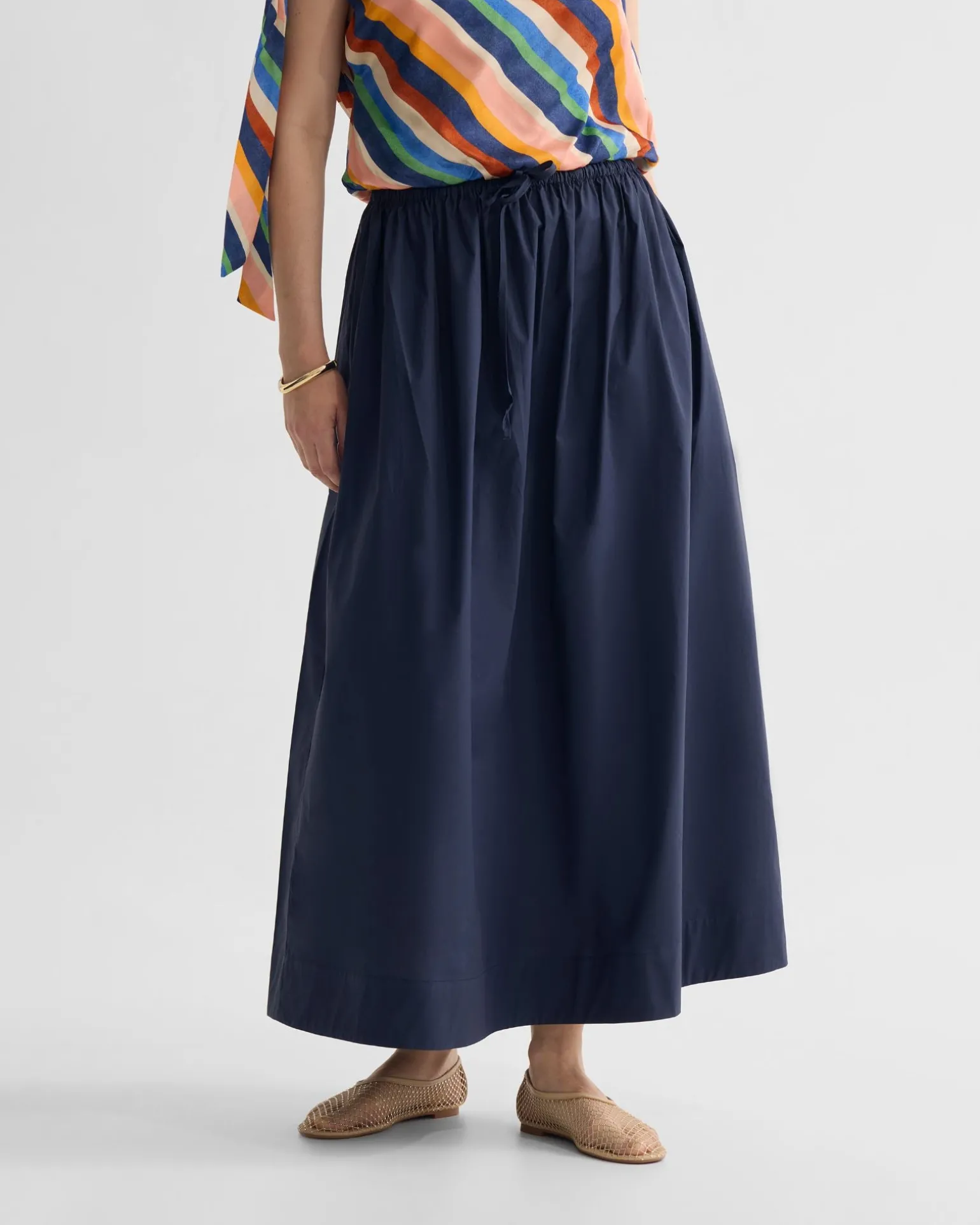 Olive Cotton Maxi Skirt
