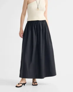 Olive Cotton Maxi Skirt