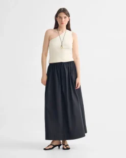 Olive Cotton Maxi Skirt