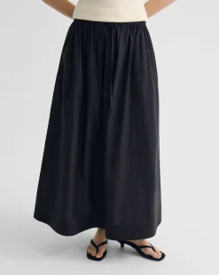 Olive Cotton Maxi Skirt