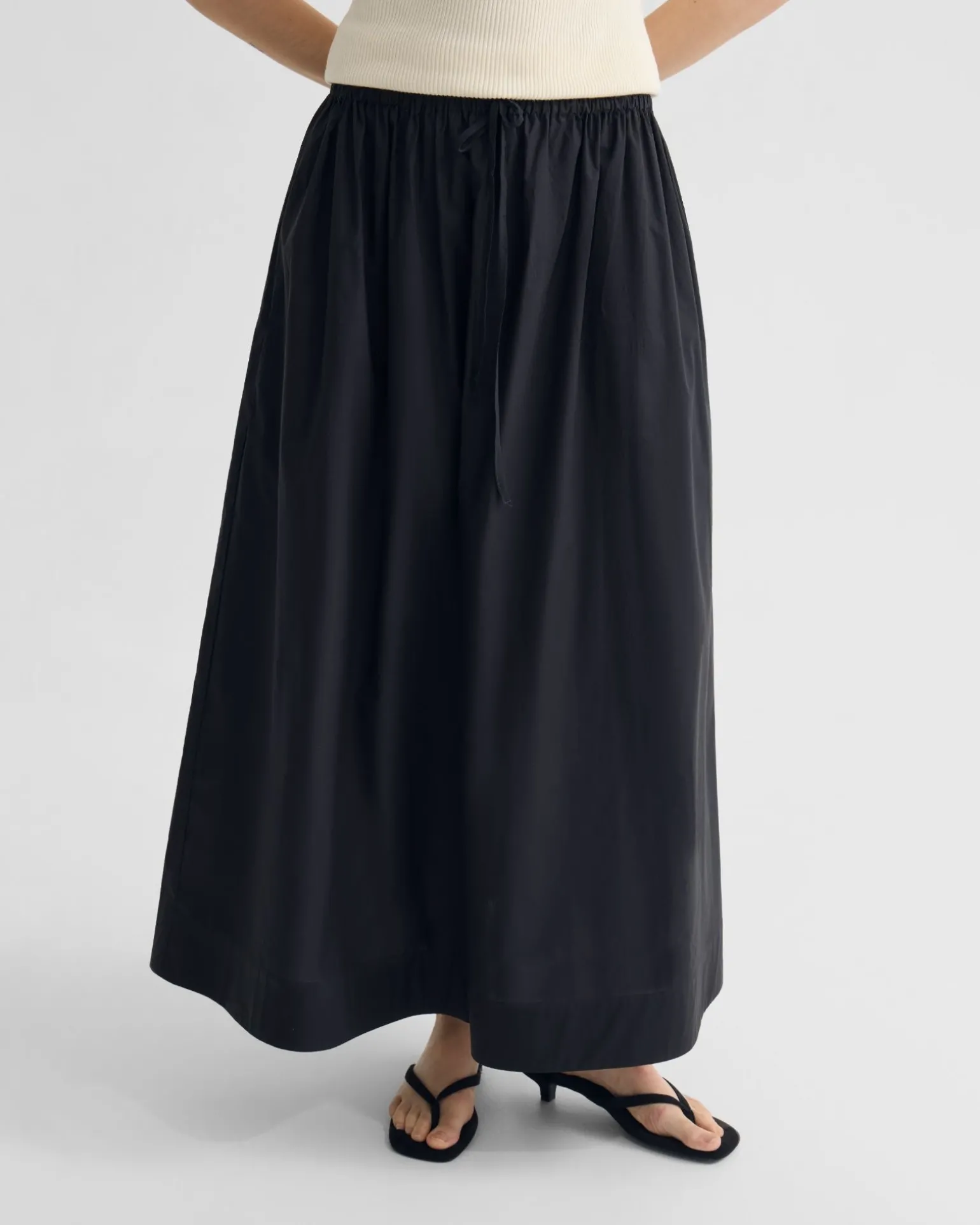Olive Cotton Maxi Skirt