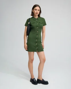 Olive Knitted Mini Dress