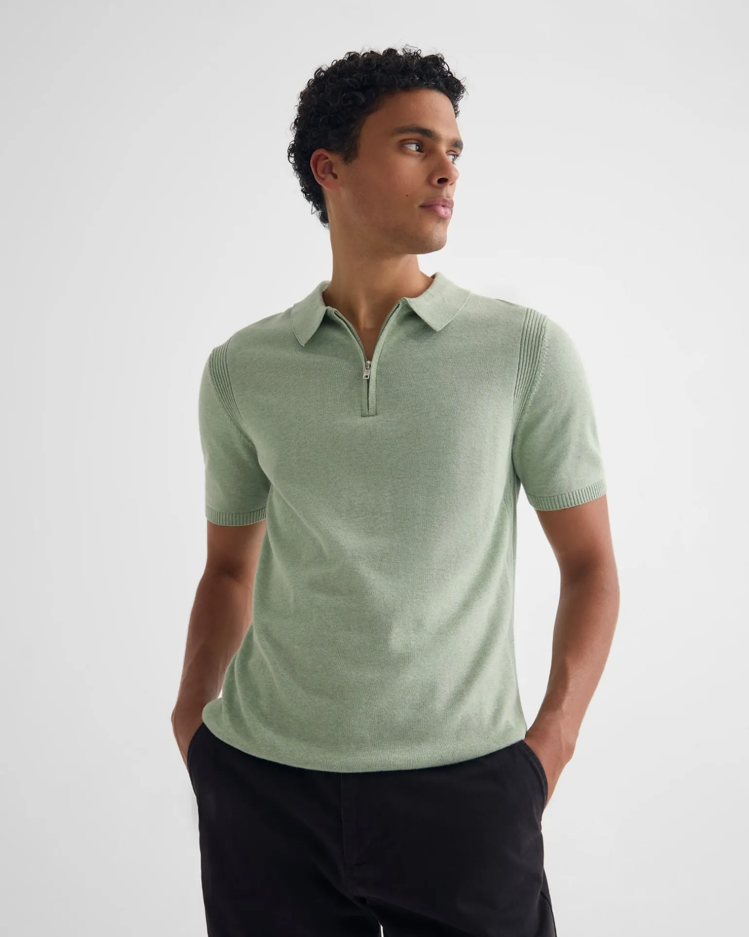 Otis Zip Neck Knitted Polo