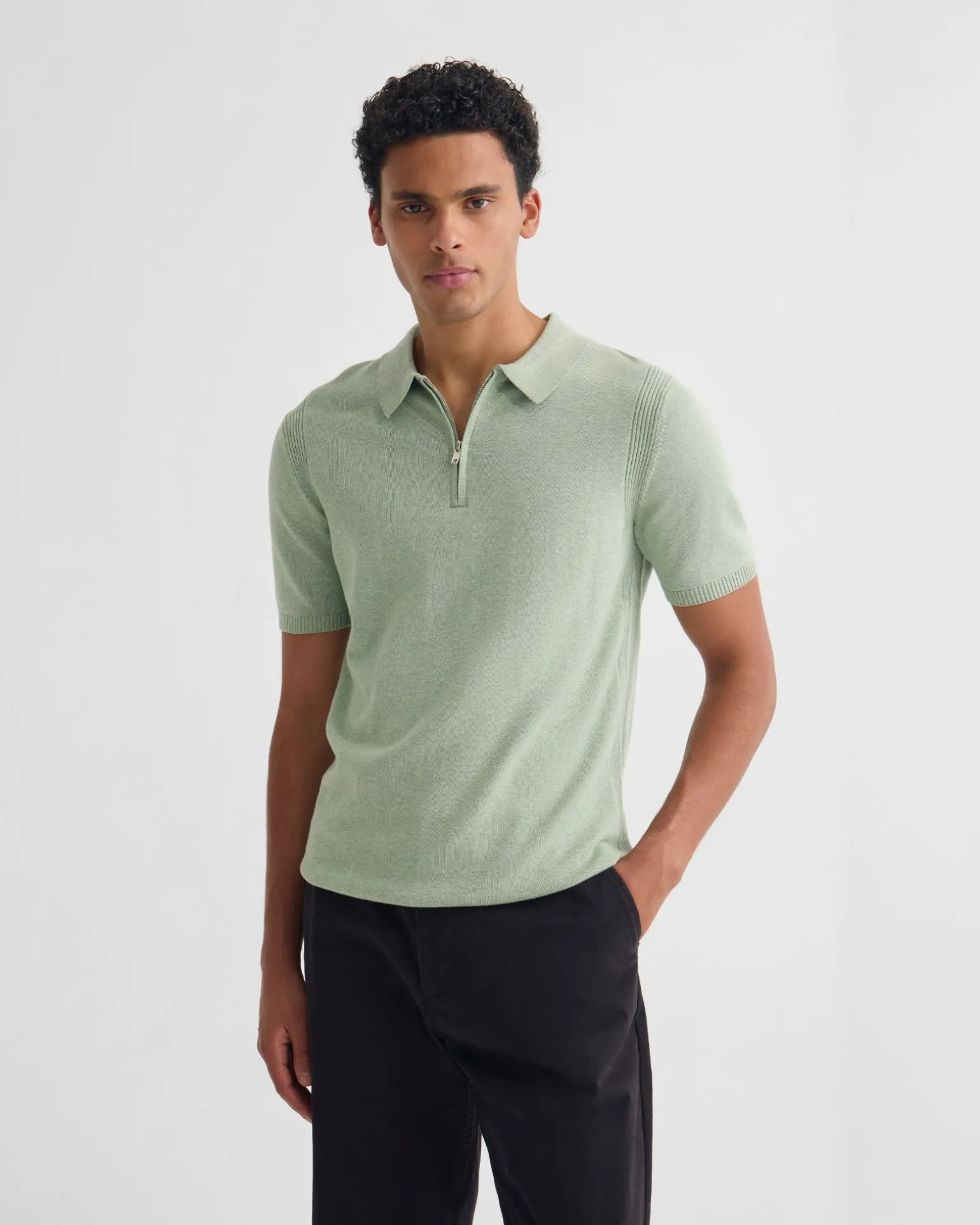 Otis Zip Neck Knitted Polo