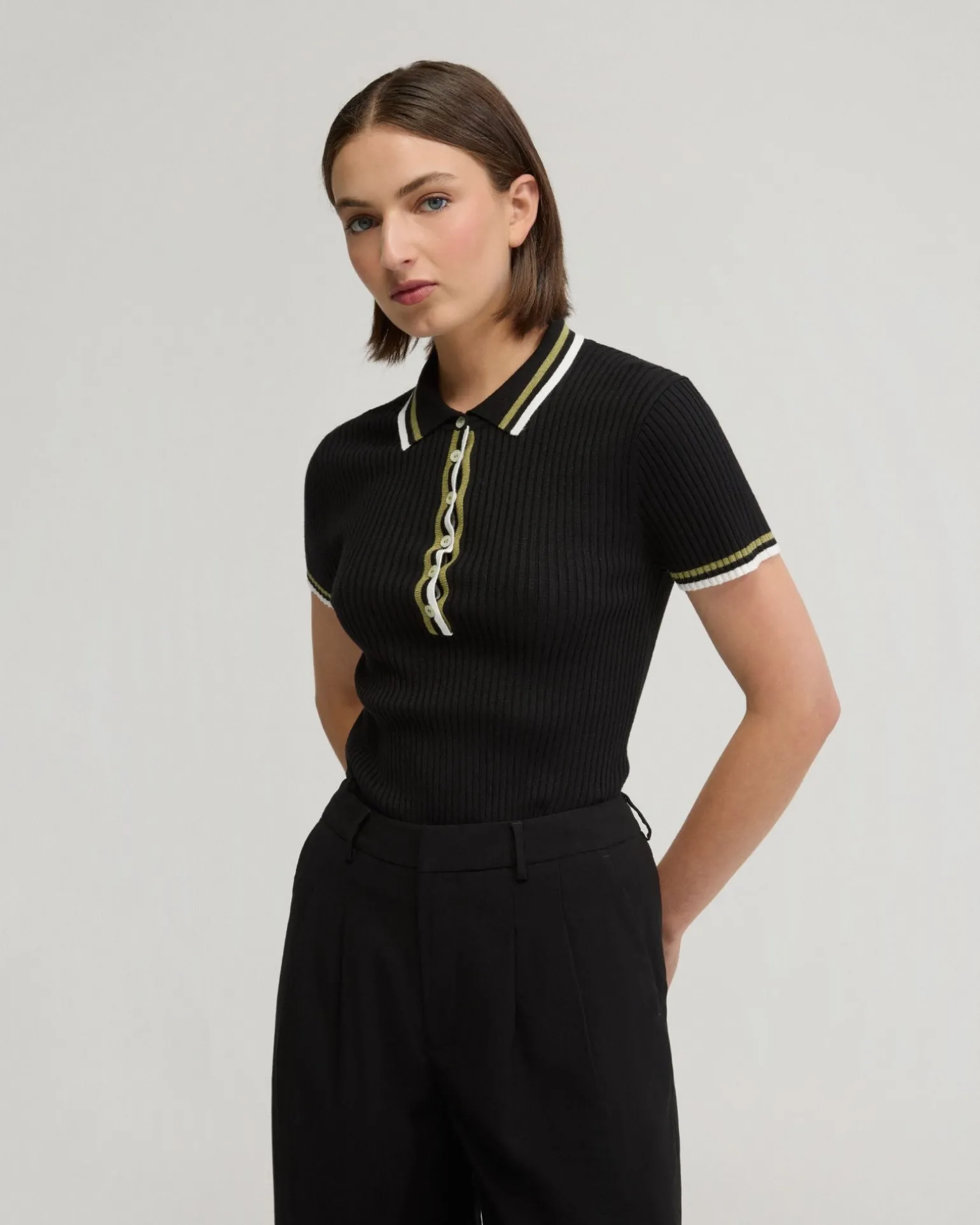 Pascale Rib Polo Top