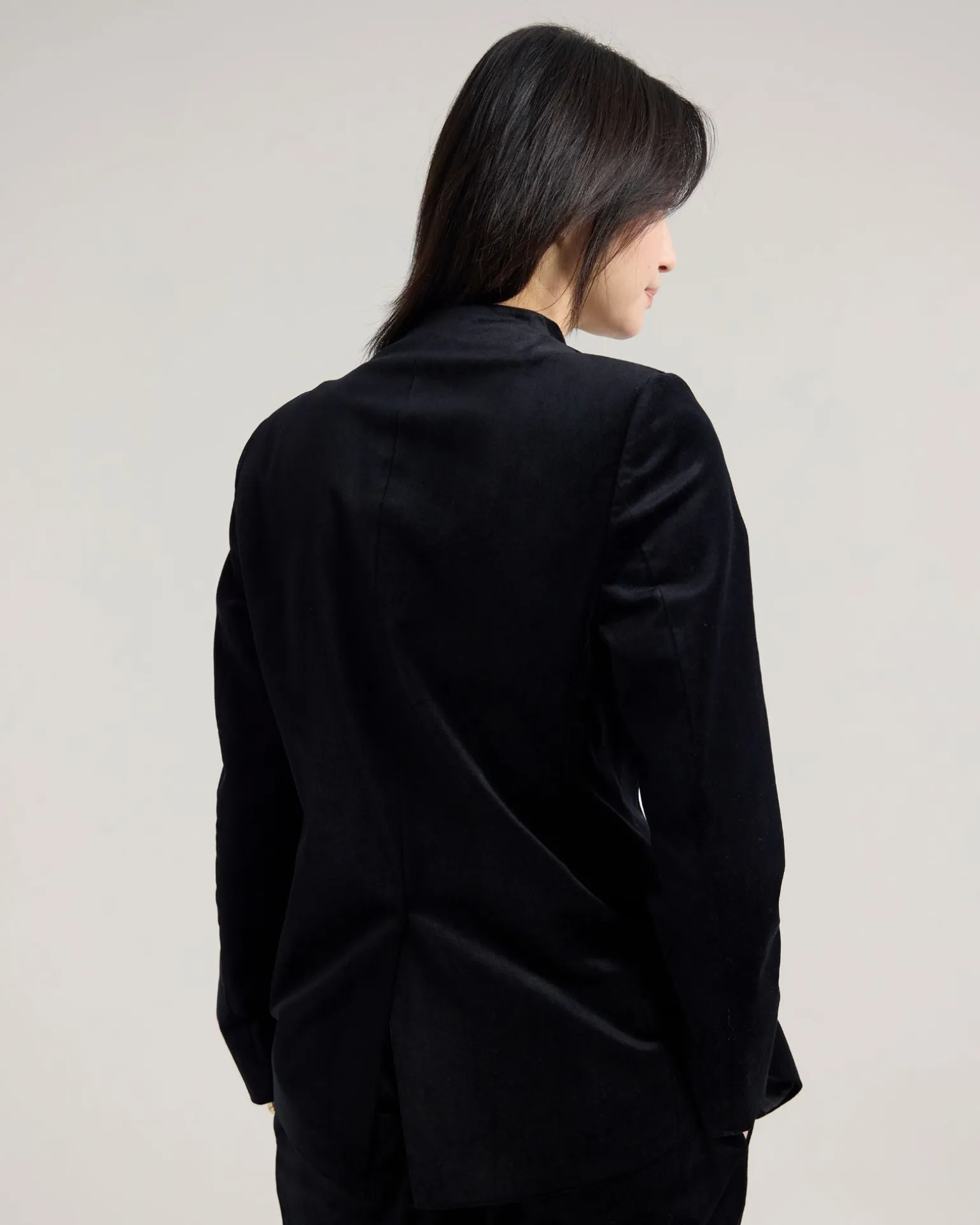 Raffi Velvet Collarless Blazer
