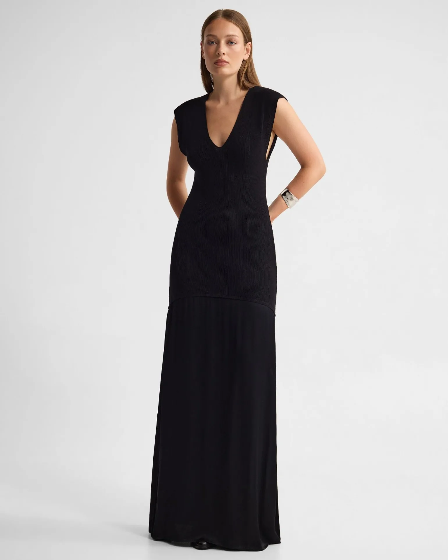 Sydney Knit Dress With Woven Skirt