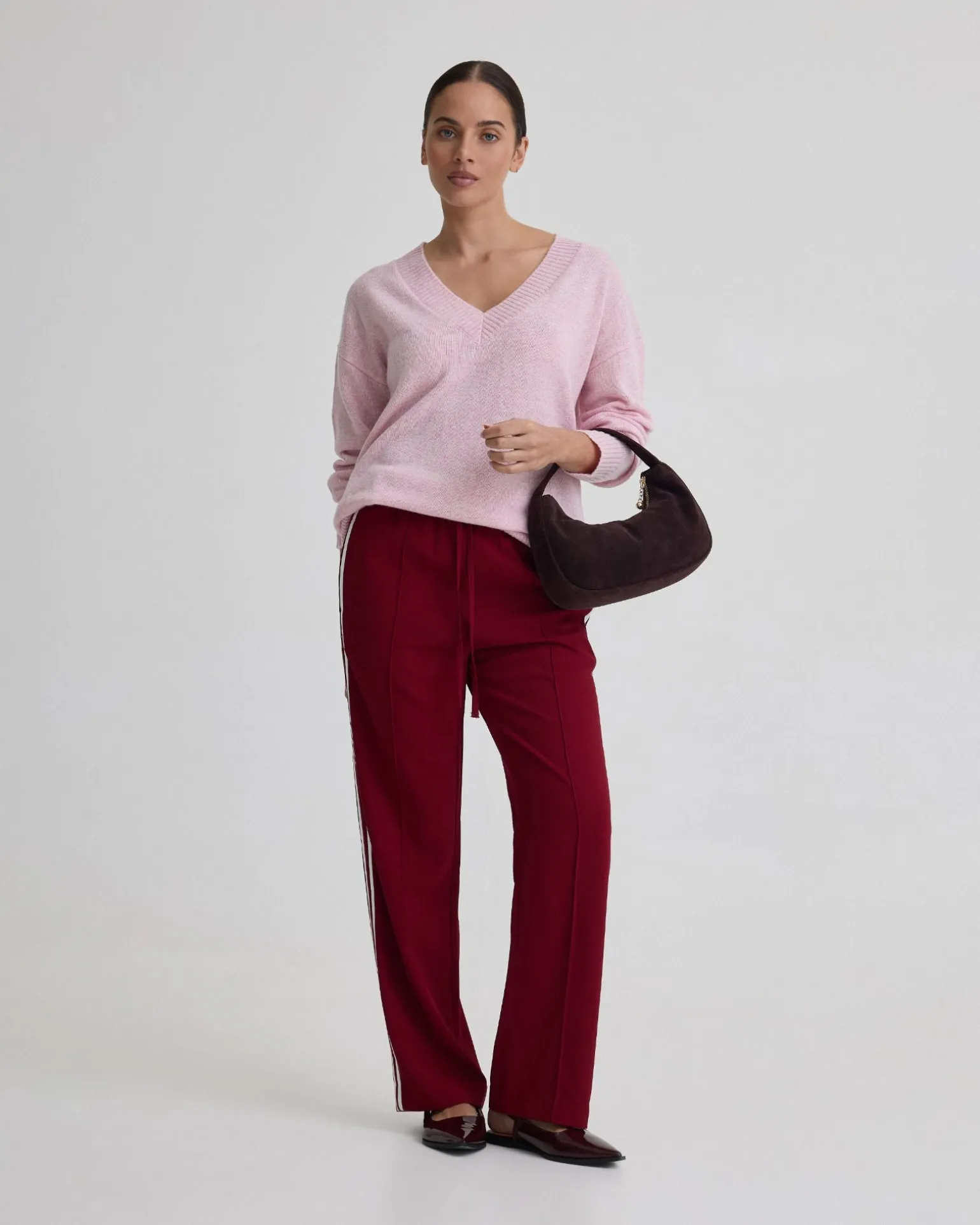 Violet Contrast Stripe Pants